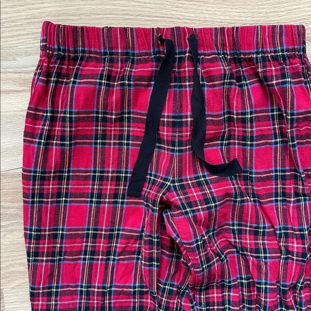 J.Crew red plaid drawstring flannel pants women's XS